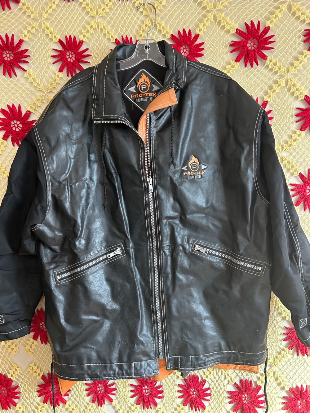 Pro-Tek Urban Active Black Leather Moto Jacket Y2K Biker Streetwear